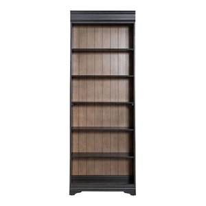 Liberty Furniture Meritage Wood Bookcase | Aged Charcoal & Caramel | Liberty