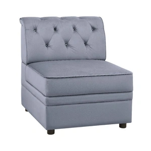 ACME Bois II Velvet L-Shaped Modular Sectional Sofa, Gray