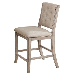 Furniture of America Ledyard Fabric/Wood Counter Chair, Set of 2, Rustic Natural Tone
