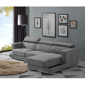 ACME Alwin Fabric L-Shaped Sectional Sofa, Dark Gray