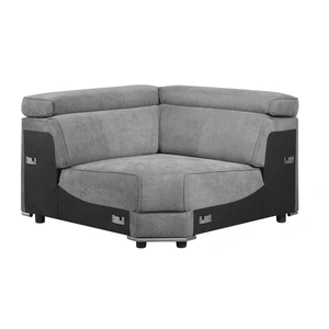 ACME Alwin Fabric U-Shaped Sectional Sofa, Dark Gray