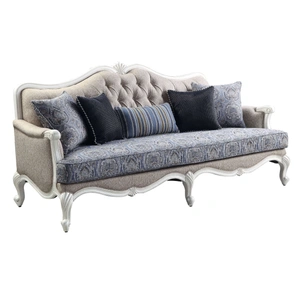 ACME Ciddrenar Fabric/Wood Living Room Set, Beige/Blue