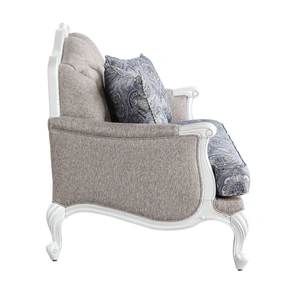 ACME Ciddrenar Linen Fabric/Wood Loveseat w/Pillows in Beige/Blue
