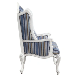 ACME Ciddrenar Linen Fabric/Wood Chair w/Pillow, Beige/Blue