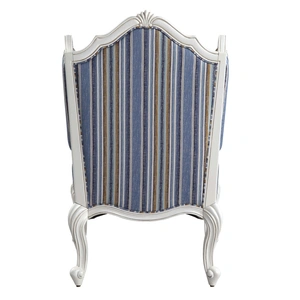 ACME Ciddrenar Linen Fabric/Wood Chair w/Pillow, Beige/Blue