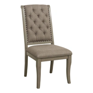 Homelegance Vermillion Wood/Fabric Side Chair, Gray Cashmere/Cream (Set of 2)