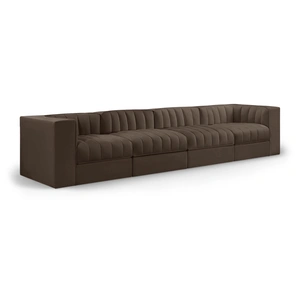 Meridian Furniture Rummi 126-inch Velvet Performance Fabric Upholstered 4-Piece Modular Sofa