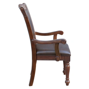 Homelegance Lordsburg Classic Faux Leather/Wood Dining Arm Chair, Brown Cherry/Brown (Set of 2)
