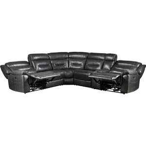 ACME Imogen Leather-Aire Power Motion L-Shaped Sectional Sofa w/USB, Gray