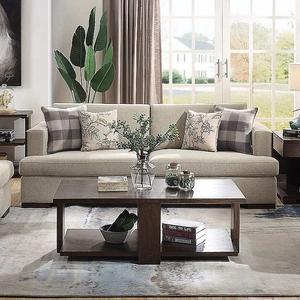 ACME Niamey Fabric/Wood Sofa, Beige