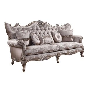 ACME Jayceon Fabric Tufted Sofa w/Pillows, Champagne