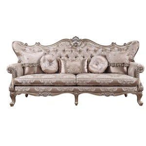 ACME Jayceon Fabric Tufted Sofa w/Pillows, Champagne