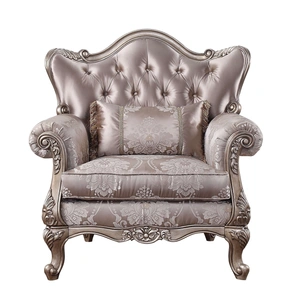 ACME Jayceon Fabric Tufted Chair w/Pillow in Champagne