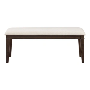 Homelegance Makah Wood/Fabric Dining Bench, Dark Brown/Beige