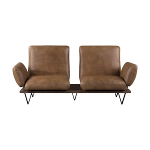 AF Modern Narech Top Grain Leather Sofa w/ Swivel, Nutmeg Brown