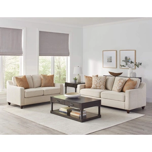 Coaster Christine Chenille Fabric Cushion Back Sofa, Beige