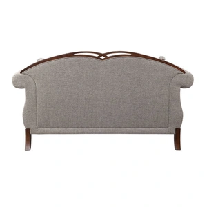 ACME Miyeon Fabric Tufted Loveseat w/Pillows, Beige/Cherry