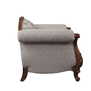 ACME Miyeon Fabric Tufted Chair w/Pillow, Beige/Cherry