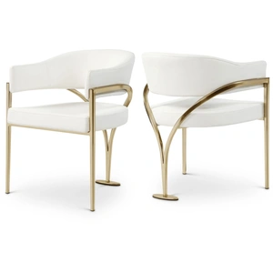 Meridian Furniture Madelyn Velvet Dining Chair with Brushed Brass Frame (Set of 2)