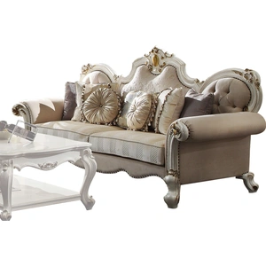 ACME Picardy Fabric/Wood Sofa w/Pillows, Antique Pearl
