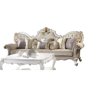 ACME Picardy Fabric/Wood Oversized Sofa w/Pillows, Antique Pearl