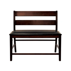 Homelegance Mantello Transitional Bi-Cast Vinyl Counter Height Bench w/Back, Cherry/Dark Brown