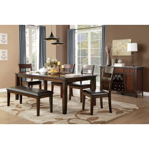 Homelegance Mantello Transitional Bi-Cast Vinyl Bench, Cherry/Dark Brown