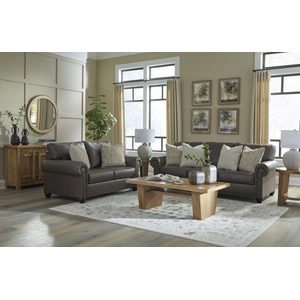 Ashley Furniture Roxmere Faux Leather Living Room Set, Umber