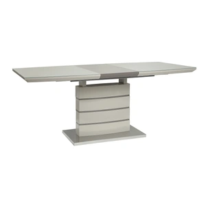 Homelegance Glissand Rectangular Extendable Wood/Metal Dining Table, Gloss White/Gray Taupe