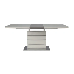 Homelegance Glissand Rectangular Extendable Wood/Metal Dining Room Set, Gloss White/Gray Taupe