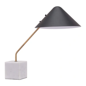 Zuo Modern Pike Marble Table Lamp, Black & White & Yellow