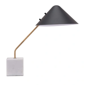 Zuo Modern Pike Marble Table Lamp, Black & White & Yellow