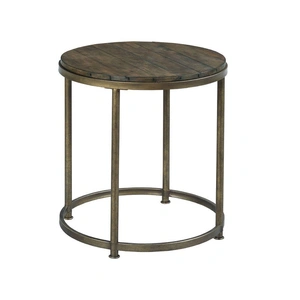 Hammary Leone Wood/Metal Round Nesting Coffee Table Set, Weathered/Antique Brass