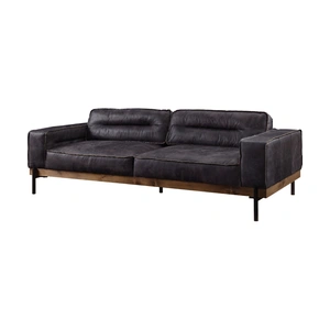 AF Modern Silchester Top Grain Leather Sofa, Antique Ebony