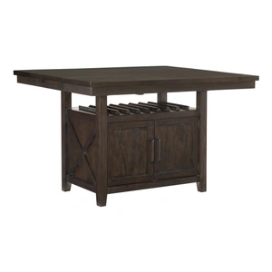 Homelegance Oxton Rectangular Wood Extendable Counter Height Table with 2 Doors, Dark Cherry