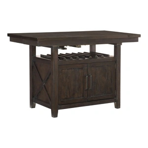 Homelegance Oxton Rectangular Wood Extendable Counter Height Table with 2 Doors, Dark Cherry