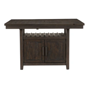 Homelegance Oxton Rectangular Wood Extendable Counter Height Table with 2 Doors, Dark Cherry