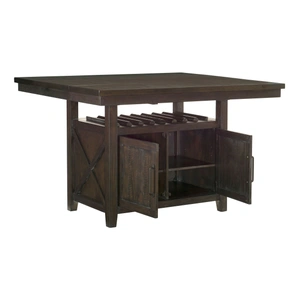 Homelegance Oxton Rectangular Wood Extendable Counter Height Table with 2 Doors, Dark Cherry