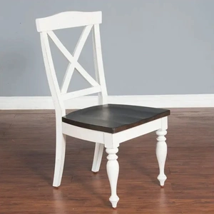 Sunny Designs SM Carriage House Wood Crossback Dining Side Chair, European Cottage (Set of 2)