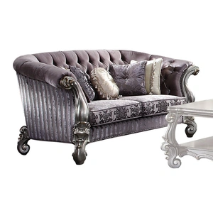 ACME Versailles Fabric Velvet Tufted Loveseat in Purple