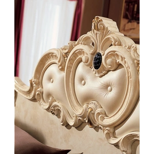 Camelgroup, Italy Barocco Leather Panel Bed, Ivory