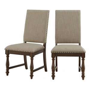 Homelegance Stonington Fabric/Wood Side Chair in Beige (Set of 2)