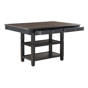 Homelegance Baywater Rectangular Wood Counter Height Table with 4 Drawers, Natural/Black