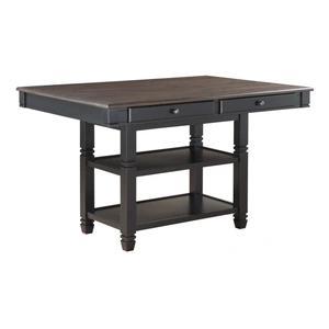 Homelegance Baywater Rectangular Wood Counter Height Set with 4 Drawers, Natural/Black