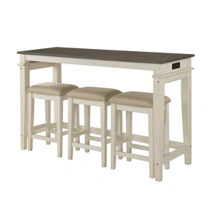 Homelegance Beacon Wood/Fabric 4-Piece Pack Counter Height Set, Walnut/Buttermilk