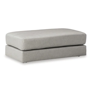 Ashley Furniture Amiata 43-inch Rectangular Genuine Leather Ottoman - Glacier Gray, Glacier