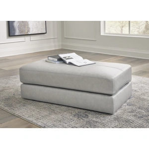 Ashley Furniture Amiata 43-inch Rectangular Genuine Leather Ottoman - Glacier Gray, Glacier