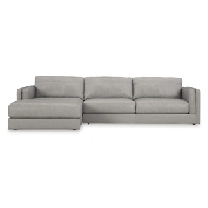 Ashley Furniture Amiata Leather 2-Piece L-Shaped Sectional Sofa w/Left Chaise, Glacier