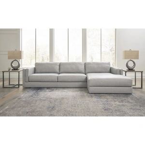 Ashley Furniture Amiata Leather 2-Piece L-Shaped Sectional Sofa w/Right Chaise, Glacier