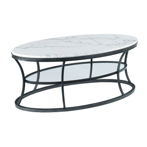 Hammary Impact Marble Oval Cocktail Table, White/Bronze Silver